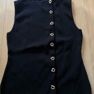 Commense Black Sleeveless Top with Gold Buttons
